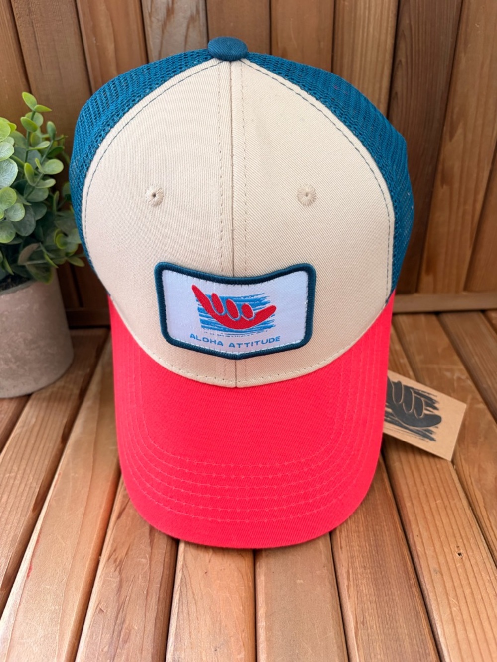 Aloha Attitude Trucker Hat NWT Mesh Snapback Surf Coastal, Retro Teal Cap